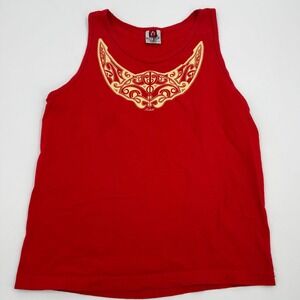Bay Side Tahiti Tribal Graphic Tank Top Red Sleeveless T-Shirt‎ Medium